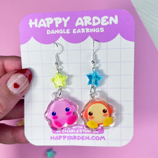 kirby + waddle dee earrings
