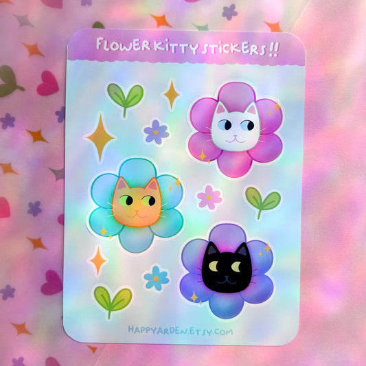 flower kitty sticker sheet
