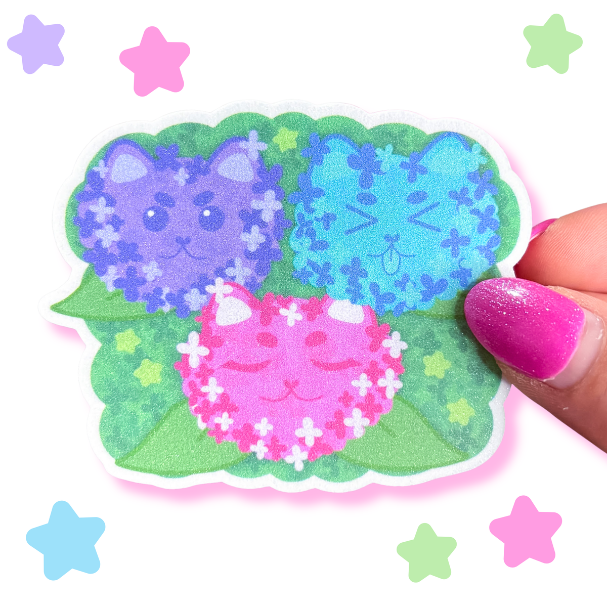 hydrangea cats sticker