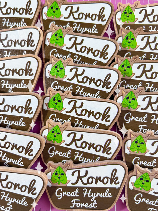 korok sign wooden pin