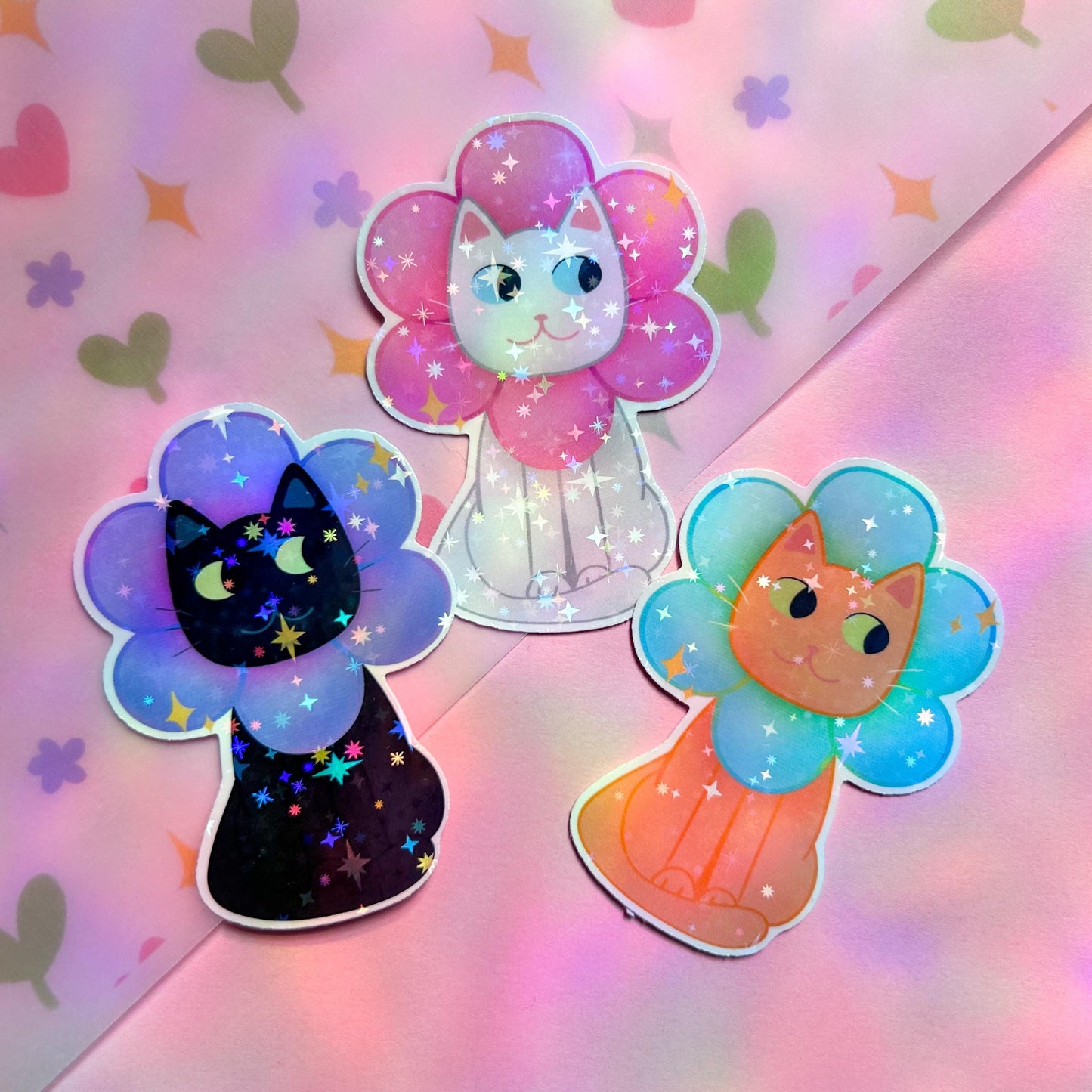 flower kitty sticker bundle