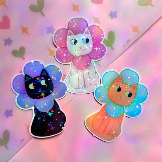 flower kitty sticker bundle