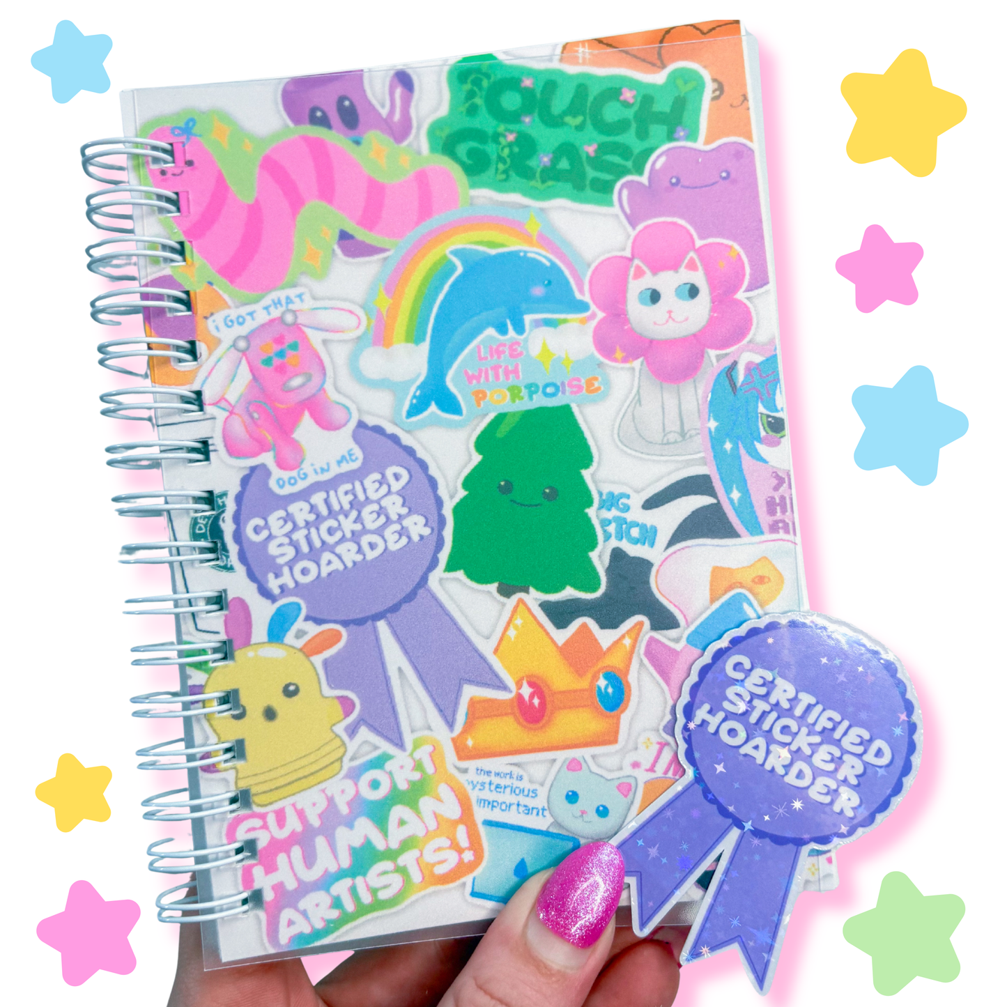 sticker-bombed A6 mini sticker book