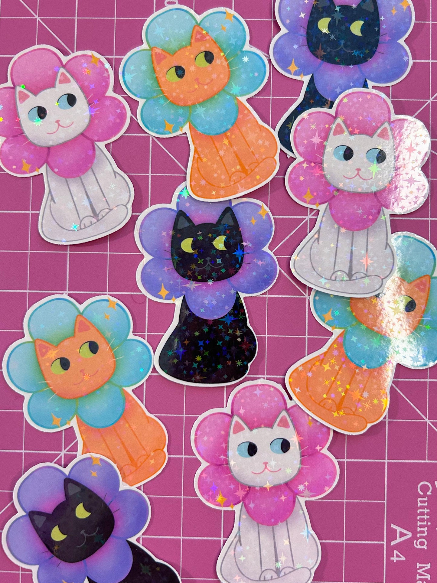 flower kitty sticker bundle