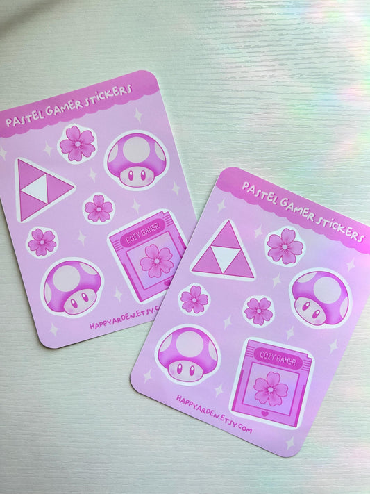 pastel gamer sticker sheet