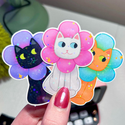 flower kitty sticker bundle