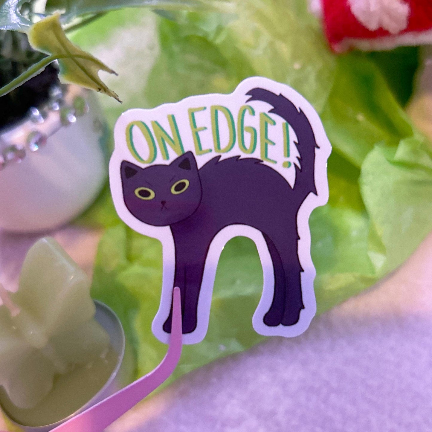 “on edge!” sticker