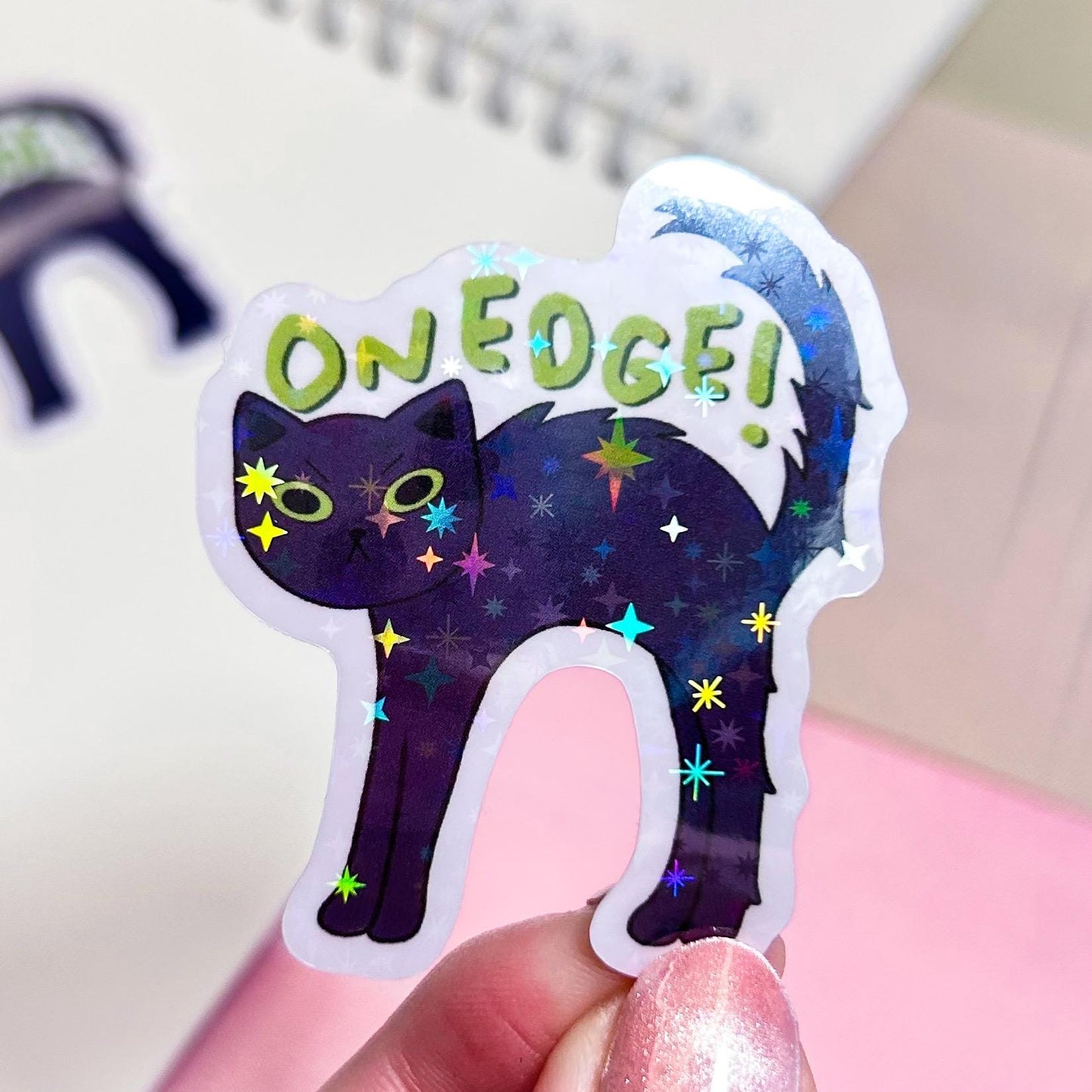 “on edge!” sticker