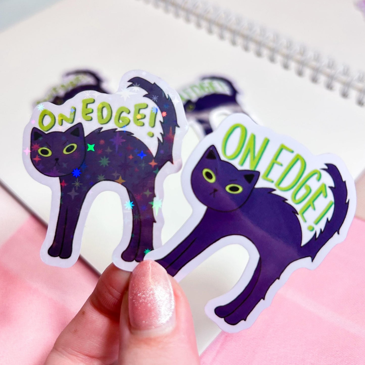 “on edge!” sticker