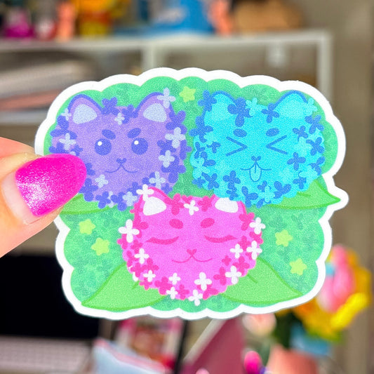 hydrangea cats sticker