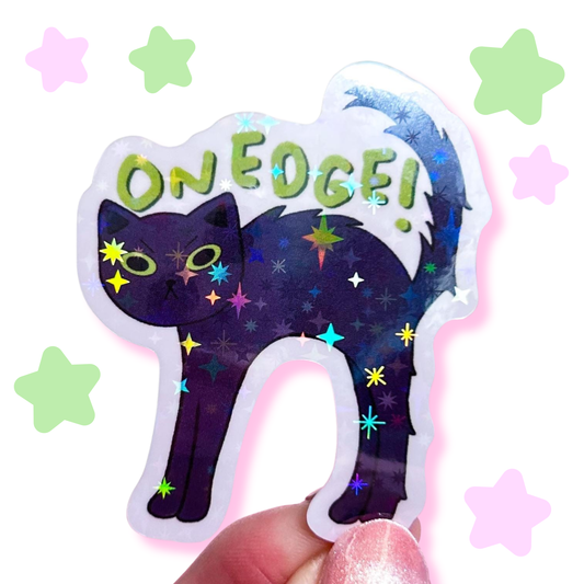 “on edge!” sticker