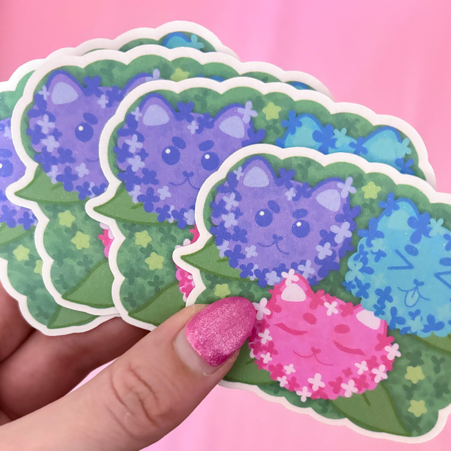 hydrangea cats sticker