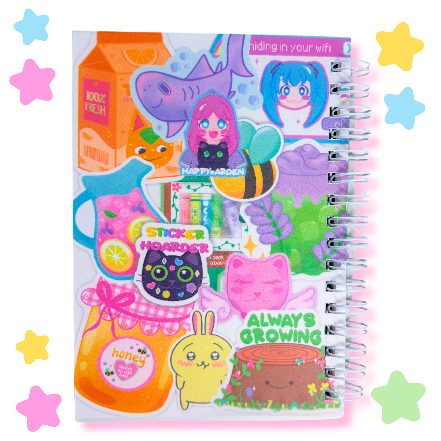 sticker-bombed A6 mini sticker book