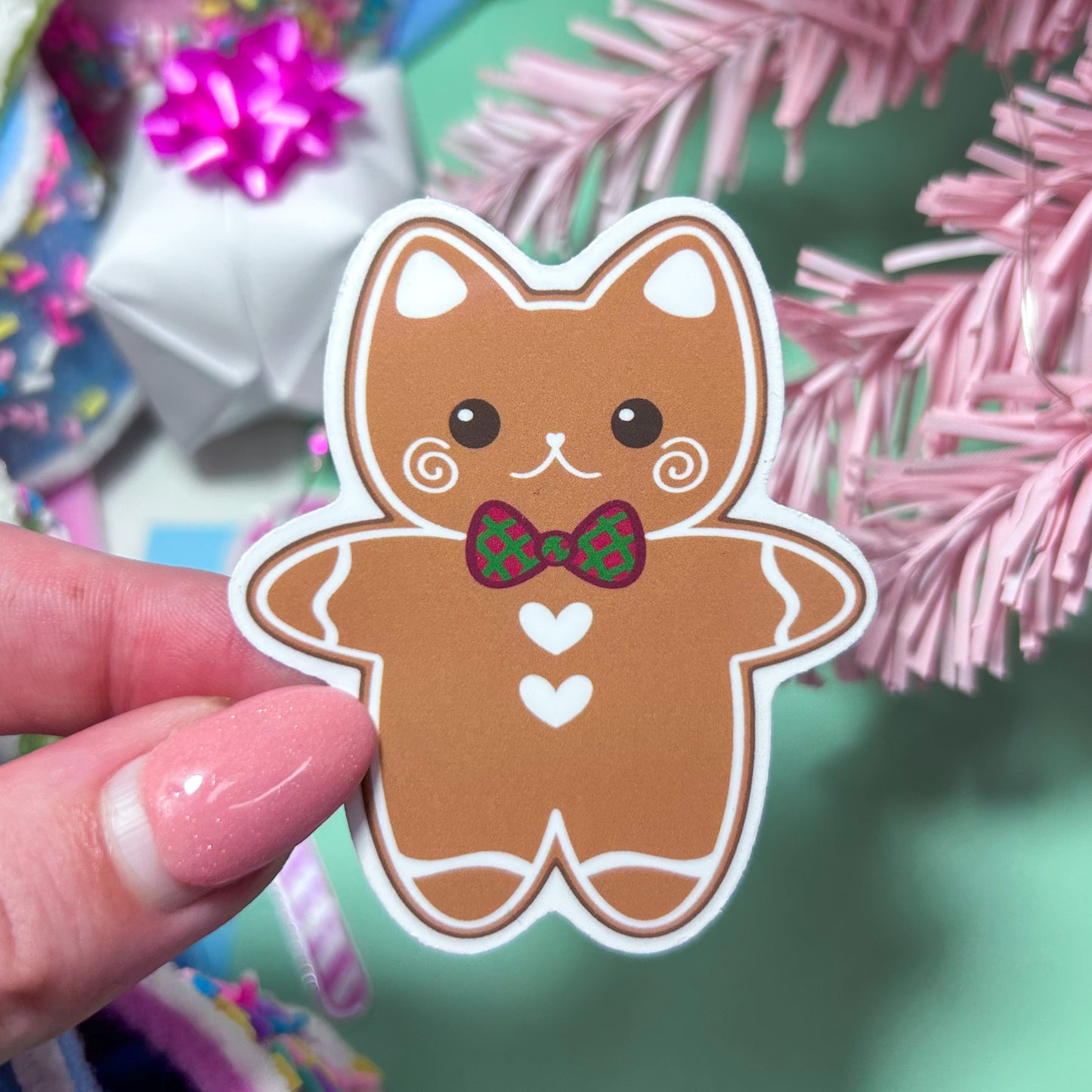 gingerbread kitty holiday sticker