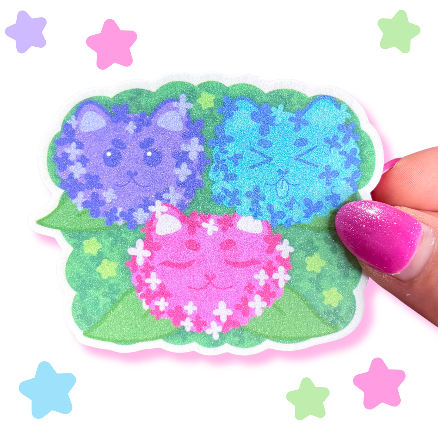 hydrangea cats sticker