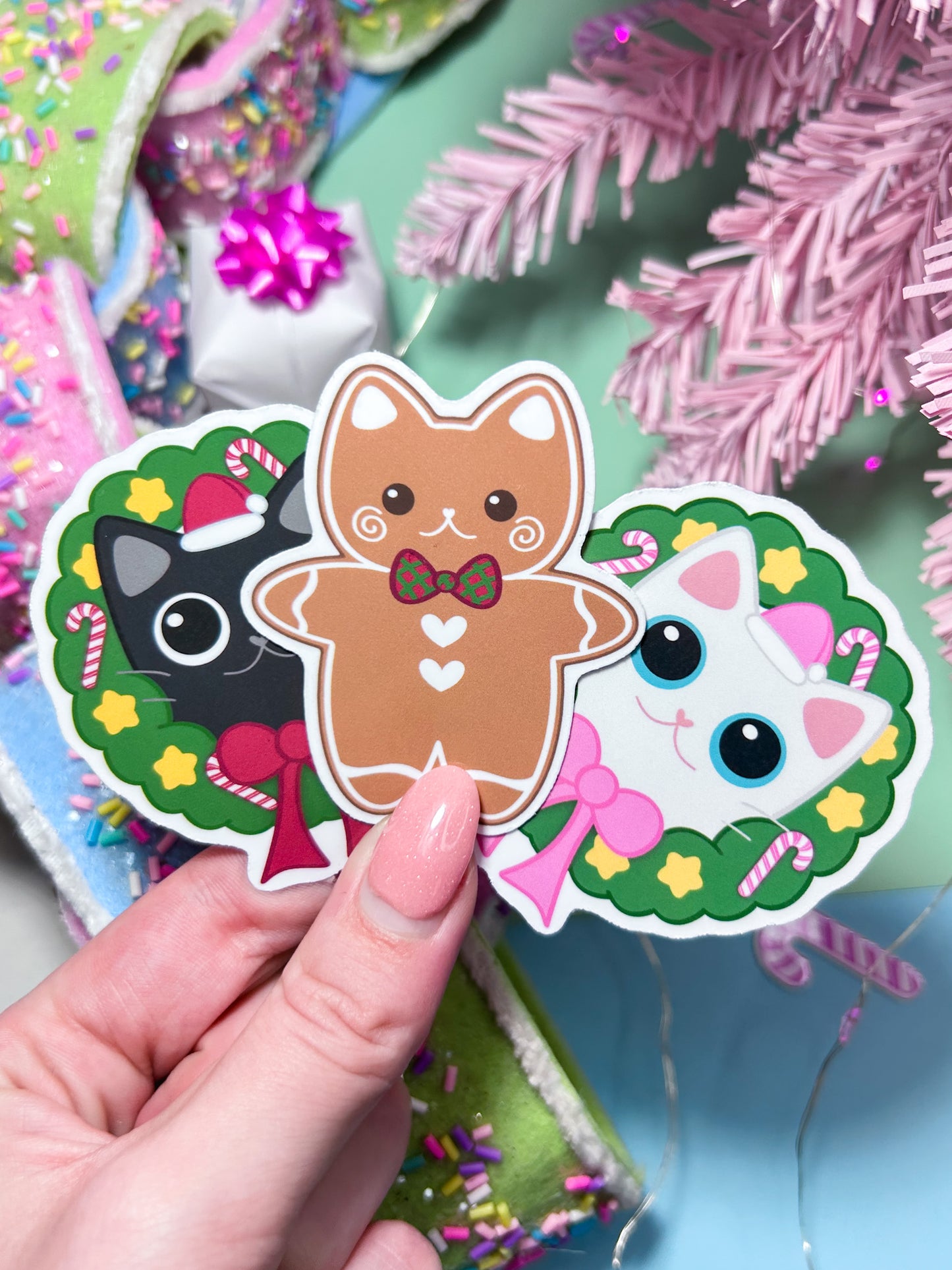 gingerbread kitty holiday sticker