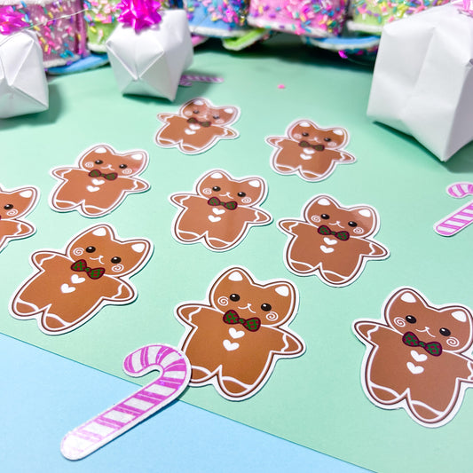 gingerbread kitty holiday sticker