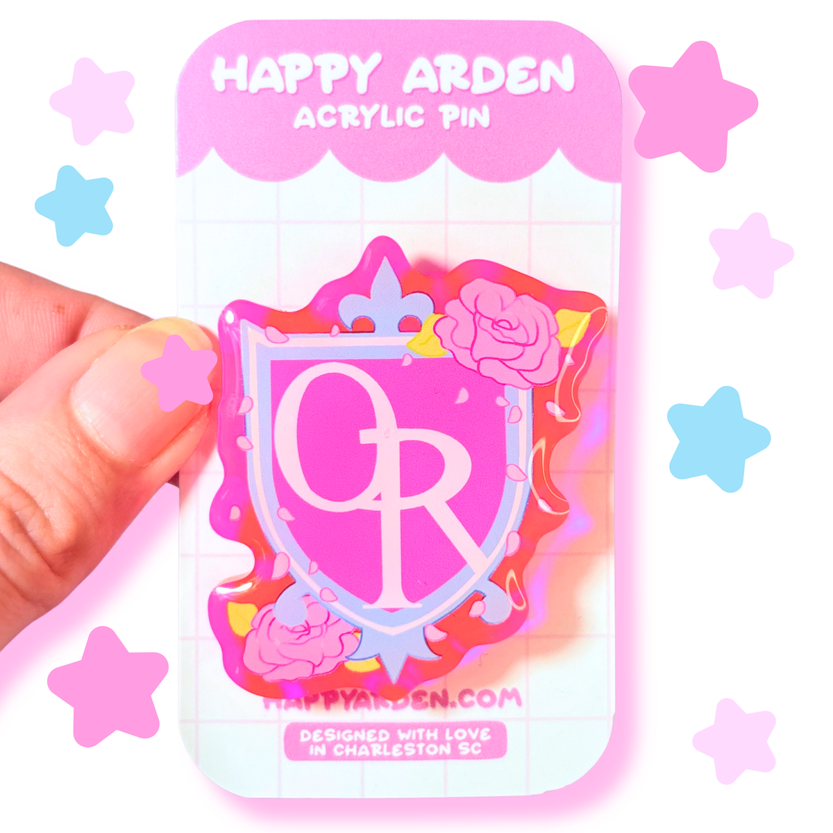 ouran pink acrylic pin