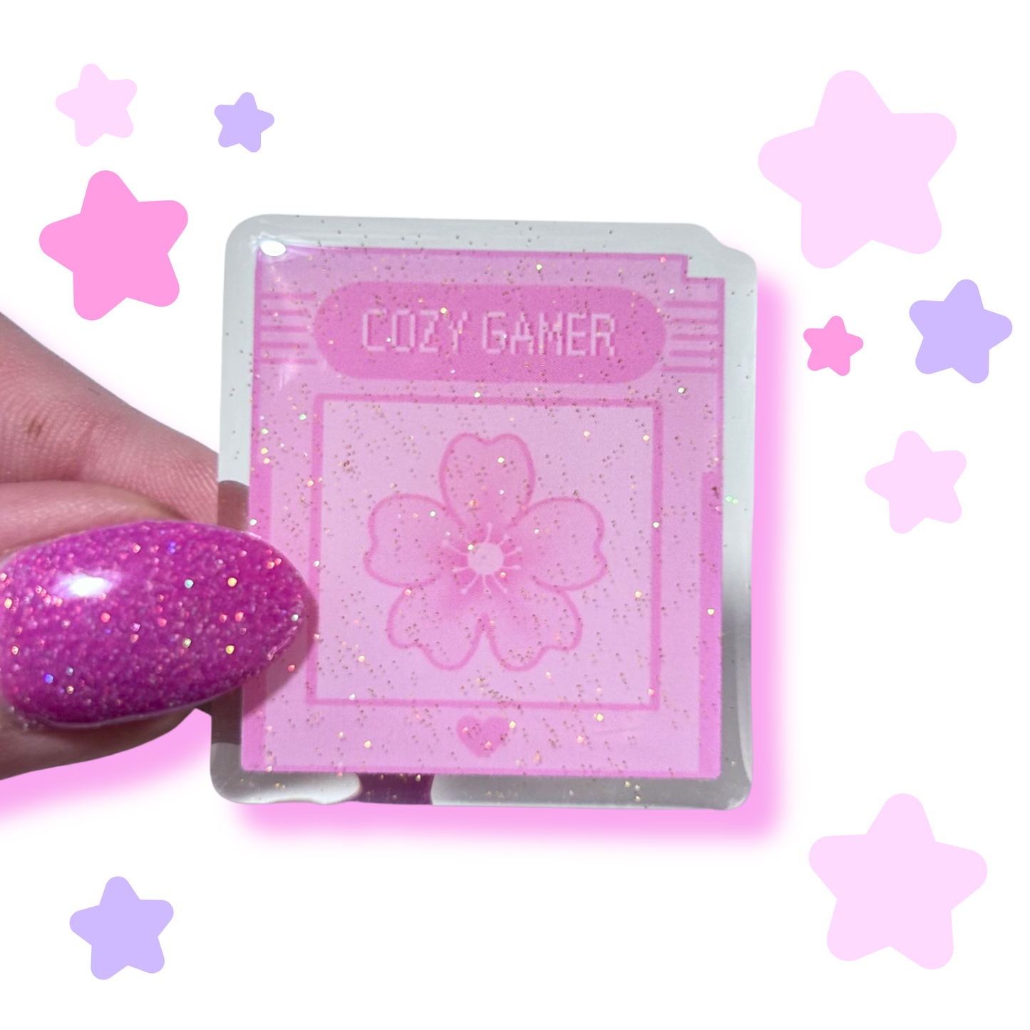 cozy gamer acrylic pin