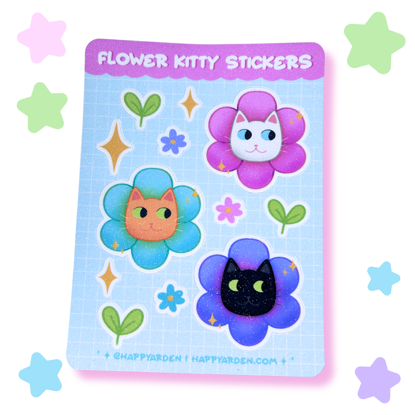 flower kitty sticker sheet