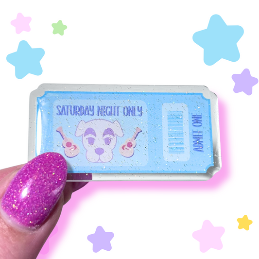 kk slider ticket acrylic pin